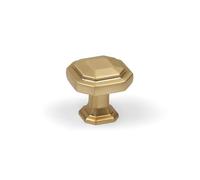 Handle & Home 30mm Polished Brass Octagon Knob - Modern Geometric Cabinet Pull - Solid Zinc Drawer or Cupboard Knob in Polished Brass Finish