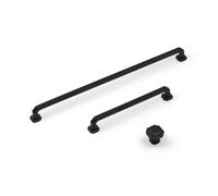 Handle & Home 320mm Matt Black Octagon Cabinet Handle - Extra-Long Matte Black Drawer Pull for Kitchen & Wardrobe - Modern Zinc Alloy Furniture Handle