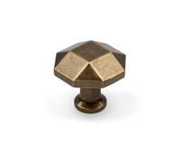 Handle & Home 32mm Antique Brass Octagon Cabinet Knob Gold Rustic Cupboard Pull