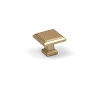 Handle & Home 32mm Brushed Brass Square Cabinet Knob - Modern Kitchen Cupboard & Drawer Door Handle