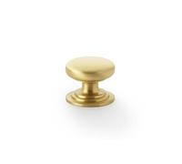 Handle & Home 32mm Satin Brass Cabinet Knob - Modern Kitchen Cupboard & Drawer Knob