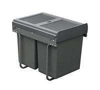 Handle & Home 40 Litre Capacity Dark Grey Base Mounted Bin for 400mm Cabinet (1x20L + 2x10L)