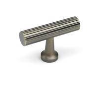 Handle & Home 50mm Antique Brass Reeded T-Bar Pull Cabinet Handle Drawer Cupboard Hardware
