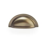 Handle & Home 76mm Antique Brass Cup Handle - Classic Kitchen Drawer & Cupboard Pull