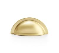 Handle & Home 76mm Satin Brass Cup Handle - Kitchen Drawer & Cupboard Cabinet Pull