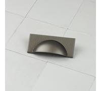 Handle & Home Anthracite Dark Grey Ribbed Detailing Handles and Coordinating Knobs - 64mm Cup Handle - Zinc