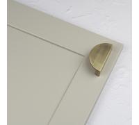 Handle & Home Antique Brushed Brass Ribbed Detailing Handles and Coordinating Knobs - 64mm Hole Centres (Half Moon)