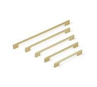 Handle & Home Brushed Brass Cabinet Handle 192mm - Modern Slim Zinc Drawer Pull for Kitchen Cupboards, Wardrobes and Furniture Doors