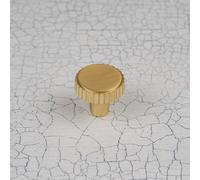 Handle & Home Brushed Brass Ribbed Detailing Handles and Coordinating Knobs - 30mm Diameter Knob