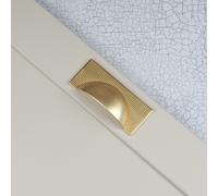 Handle & Home Brushed Brass Ribbed Detailing Handles and Coordinating Knobs - 64mm Hole Centres (Cup)