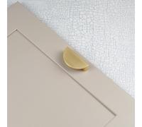 Handle & Home Brushed Brass Ribbed Detailing Handles and Coordinating Knobs - 64mm Hole Centres (Half Moon)
