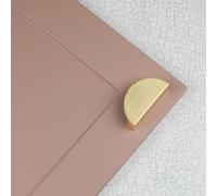 Handle & Home Brushed Brass Ribbed Detailing Handles and Coordinating Knobs - 64mm Hole Centres (Ribbed Half Moon)