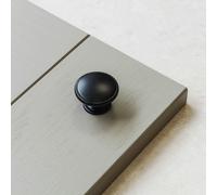 Handle & Home Matt Black Contemporary Cup Handle and Coordinating Knob - 38mm Diameter Knob