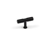 Handle & Home Matt Black Fluted 50mm T Bar Knob Kitchen Cabinet Cupboard Drawer Pull Reeded Design