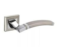 Handle on Square Plate - Satin/Polished Nickel Finish - Contemporary Designer - from Ironmongery Hardware Online