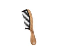 Handle Sandalwood Horn Comb Yh3-1a-c Teethed Anti-static | Khaki Finish, Home and Barber Use, Comfortable Grip with Tangling Protection and Head Massage Support