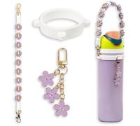 Handle Strap and Charm Set for Owala Water Bottle 24 oz, 32 oz, 40 oz, Owala Kids, Owala Coffee Tumbler, Owala FreeSip - Includes Handle Strap, for Owala Accessories & Stanley Cup Accessories (Purple)