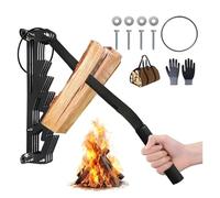 Handle Wall Mounted Wood Splitter, Portable Metal Wall Mounted Kindling Splitter, Includes Storage Loop, Gloves & Screw Accessories for Indoor Outdoor Use