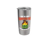 Handle with Care Cute Dumpster On Fire Funny Dumpster Fire Stainless Steel Insulated Tumbler