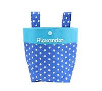 Handlebar Bag Stars with Name, Children's Bicycle Bag, Personalised Children's Bicycle Bag, Playpen Bag, Scooter Bag, Colour: Cobalt