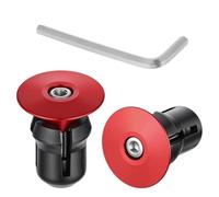 Handlebar End Caps Bar End Plugs Caps, Aluminum Adjustable Bike Bar Ends Red Road Bicycle Grip Bike Handlebars Plug Handlebar Plugs with Hexagonal Wrench