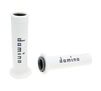 handlebar grip set Domino A010 on-road white / black open end grips