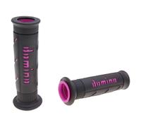 handlebar grip set Domino A250 on-road black / pink open end grips