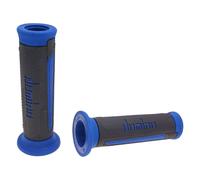 handlebar grip set Domino A350 on-road anthracite grey / blue open end grips