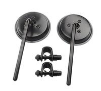 Handlebar Mirror Motorcycle Handlebar Rear View Mirrors Round Convex ClipOn 2225mm 2pcs Black Retro For Chopper For Cruiser