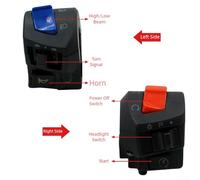 Handlebar Switch Red for Cg125 Through 22mm Left Blue/Right Signal Motorcycle Turn Assembly Kill Headlight Switch Kit(FXD125)