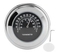Handlebar Thermometer Motorcycle Temperature Gauge Weatherproof Shockproof Easy to Install with Clear Dial for 1in 7/8in Handlebar Black White Aluminum Alloy Chrome Plating (Black)