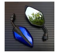 Handlebar Wing Foldable Mirrors 2Pcs/Pair Motorcycle Scooter E-Bike Rearview Mirrors Back Side Convex Mirror 10mm Carbon Fiber(Blue)