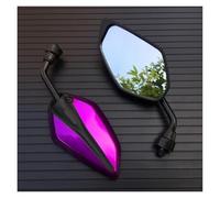 Handlebar Wing Foldable Mirrors 2Pcs/Pair Motorcycle Scooter E-Bike Rearview Mirrors Back Side Convex Mirror 10mm Carbon Fiber(Purple)