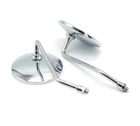Handlebar Wing Mirrors Bar End A Pair Chrome Motorcycle Scooter Mirrors Universal Motorbike Rear View Mirror 10mm Thread Round Oval Convex Mirrors Side Wing Mirror