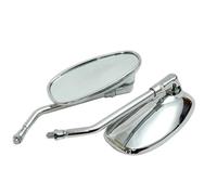 Handlebar Wing Mirrors Bar End For Motorcycle Mirror Chrome Oval Retro Rearview Side Mirrors E-Bike Rearview Mirrors 1Pair 10mm