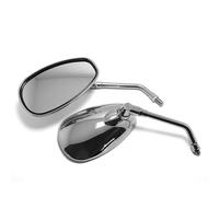Handlebar Wing Mirrors Bar End Motorcycle Mirror Chrome Oval Retro Rearview Side Mirrors E-Bike Rearview Mirrors 1Pair 10mm