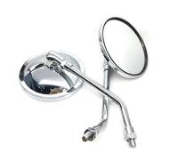Handlebar Wing Mirrors Bar End Universal Chrome Motorcycle Scooter Rear View Mirrors 10mm Thread Round Oval Convex Motorbike Mirrors For Custom Bikes Side Wing Mirror(MS-1047-S)