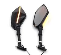 Handlebar Wing Mirrors Bar End Universal For MT07 For MT 09 10 125 For FZ6 For BMW For F800R Rear Mirror With LED Turn Signal Light 8 10MM Mirror Side Wing Mirror(Carbon fiber color)