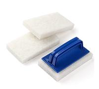 Handled Bath Scrubber, Bathroom Scouring Pad, Heavy Duty Cleaning Sponge Scrub Brush, Non-Scratch Remove Soap Scum, for Cleaning Shower Tile Bathtube Sink Spas Hot Tubs, Swimming Pool Step & Corner