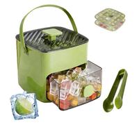 Handled Press-Type Ice Cube Tray Double-Layer, 48 Cube Ice Maker with Easy Press Lid, Mini Instant Ice Maker, One-Press Release Ice Mold, for Home/Office/Bar, BPA Free (Green)
