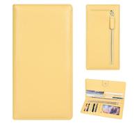 Handlein Womens Wallet, Extra Slim RFID Wallets, Leather Bifold Clutch Billfold Purse, with 11 Card Slots & ID Window, Cute Credit Card Holder Purse for Ladies Girls, Yellow