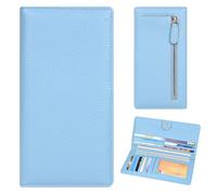 Handlein Womens Wallet, Extra Slim RFID Wallets, Leather Bifold Clutch Billfold Purse, with 11 Card Slots & ID Window, Cute Credit Card Holder Purse for Ladies Girls, Blue