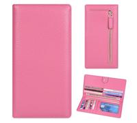 Handlein Womens Wallet, Extra Slim RFID Wallets, Leather Bifold Clutch Billfold Purse, with 11 Card Slots & ID Window, Cute Credit Card Holder Purse for Ladies Girls, Cute Red