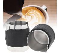 Handleless Milk Pitchers 2Pcs - 12 oz Creamer Pitcher Bell Creamers Jug, Espresso Steaming Pitcher with Round Spout, Stainless Steel Milk Frothing Jug, Foaming Pitcher Non-Stick, Premium Barista Tool