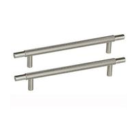 HandleStore Ch445 Knurled T Bar Pull Handle, Heavy Duty, Satin Nickel, 160mm Centres, Pack Of 1