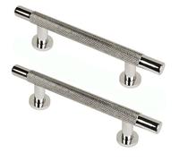 HandleStore Ch445 Knurled T Bar Pull Handle, Polished Chrome, 306mm Centres, Pack Of 1