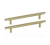 HandleStore Ch445 Knurled T Bar Pull Handle, Satin Brass, 160mm Centres, Pack Of 1