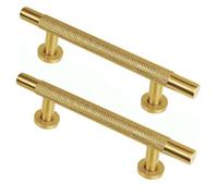 HandleStore Ch445 Knurled T Bar Pull Handle, Satin Brass, 192mm Centres, Pack Of 1