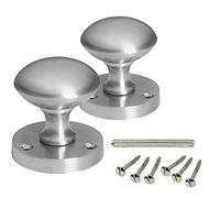 HANDLESTORE Designer Round Mortice Door Knob - Satin Chrome Sprung Door Knobs Set for Internal Wooden Doors (1 Pair)