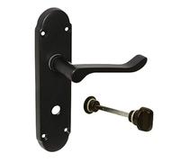 HANDLESTORE Shaped Scroll Matt Black Door Handles Bathroom Set